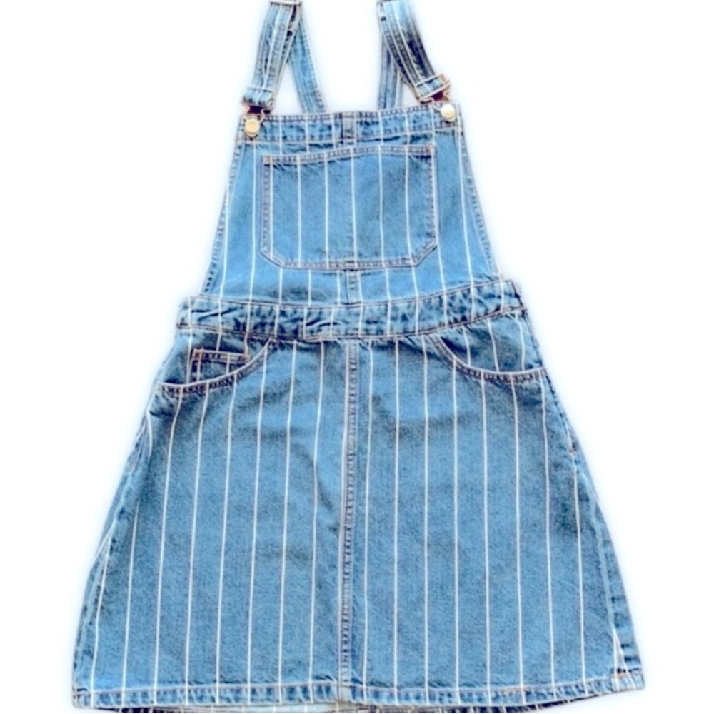 Divided Blue Denim Overalls with Pinstripes Sz 8 - Picture 4 of 6